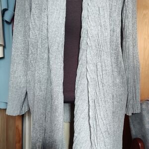Eileen Fisher Light Gray Women's Open Crinkly Cardigan Versatile Light XL